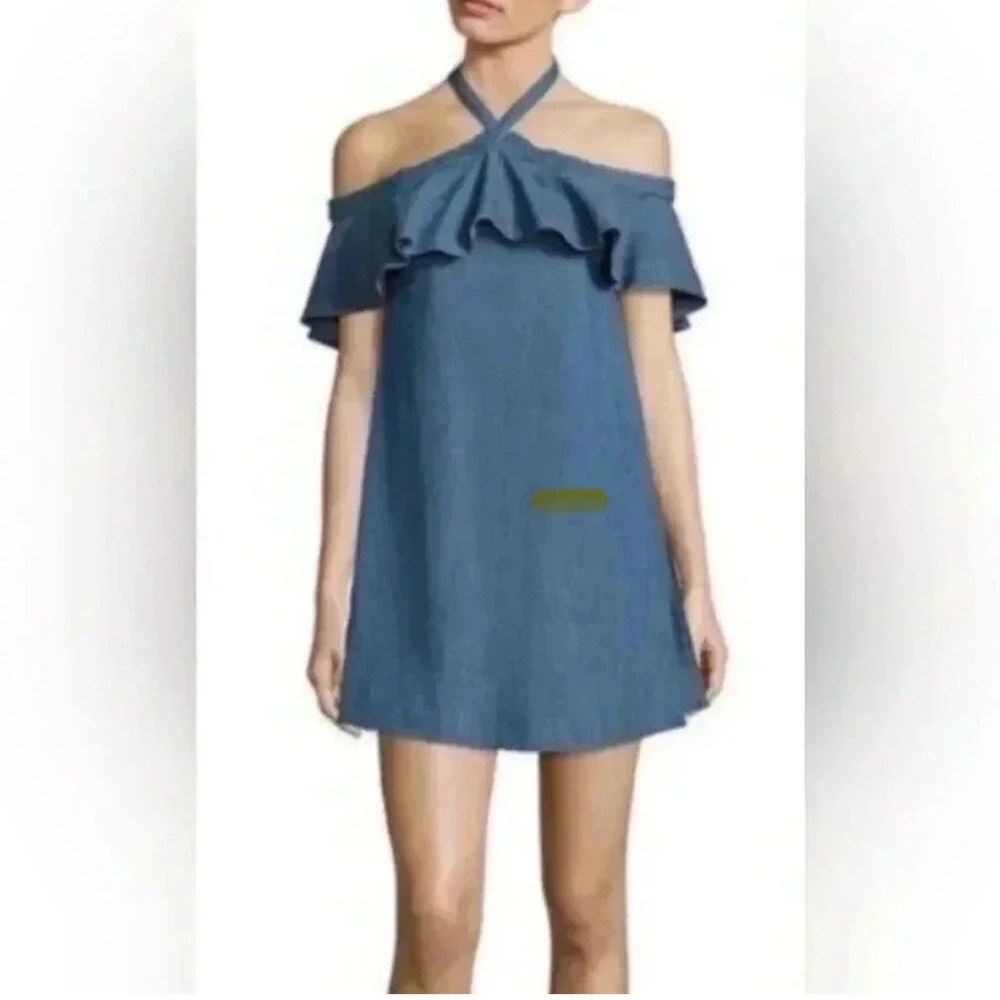 Alice + Olivia Denim Blue Off the Shoulder Dress, Size S